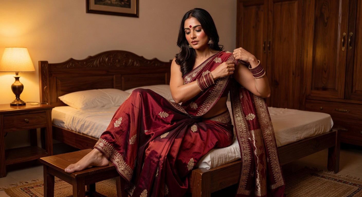 Pooja Saree Undressing photo 3 — SexSagar