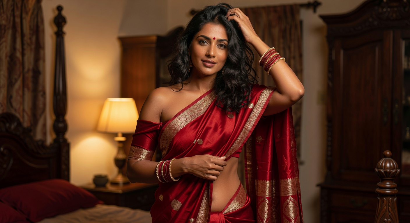 Pooja Saree Undressing photo 7 — SexSagar