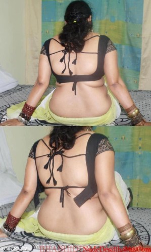 wife desi removing blouse and sari bra from back
