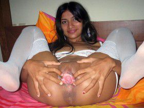 indian babe spreading pussy with kinky stockings