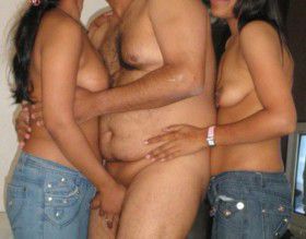 Indian Uncle Enjoying Three Naked Girls Hotel Room