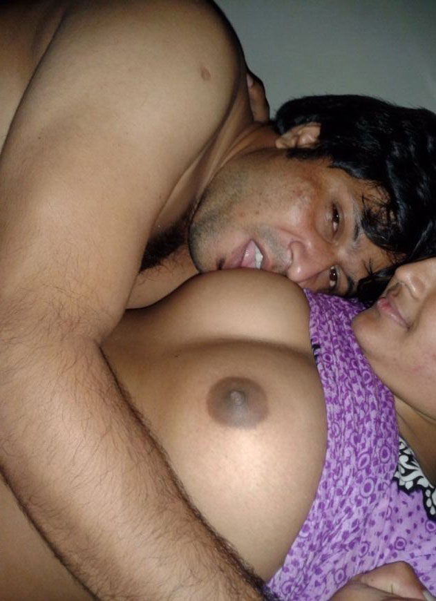 Sucking my desi wife breast in night