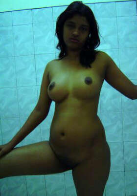 short haired young Bengali teasing naked in shower