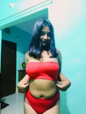 Indian girl in red bra and panty